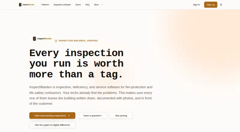 InspectWarden's own site