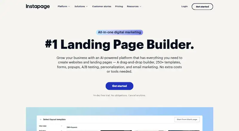 Instapage's own site