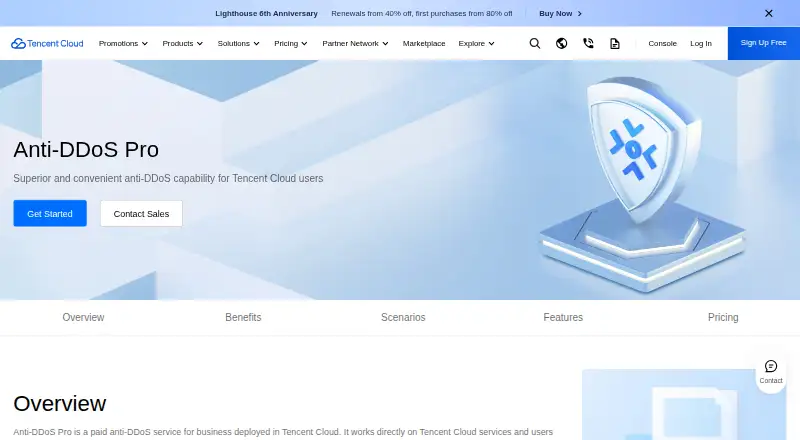 Tencent Cloud Anti-DDoS Pro's own site