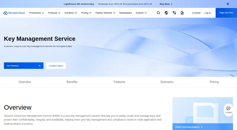 Tencent Cloud Key Management Service's own site