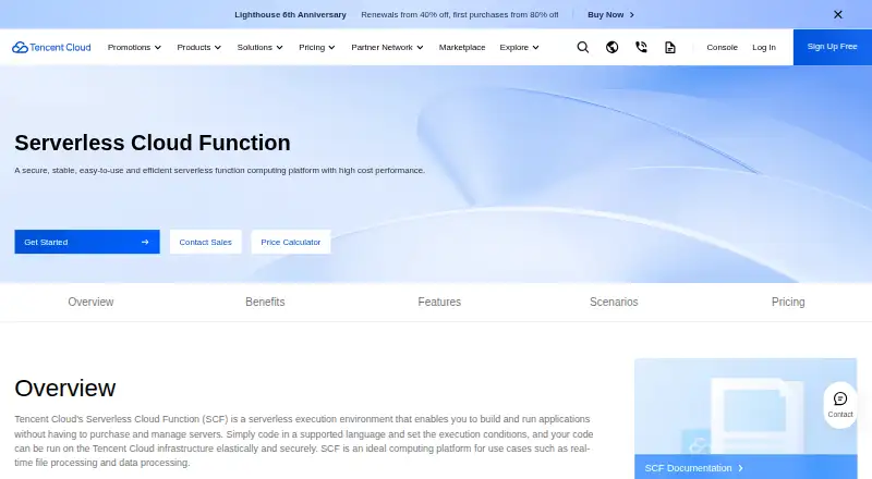 Tencent Cloud Serverless Cloud Function's own site