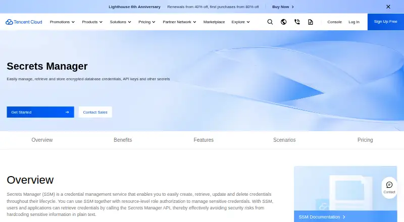Tencent Cloud Secrets Manager's own site