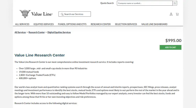 Value Line Research Center's own site