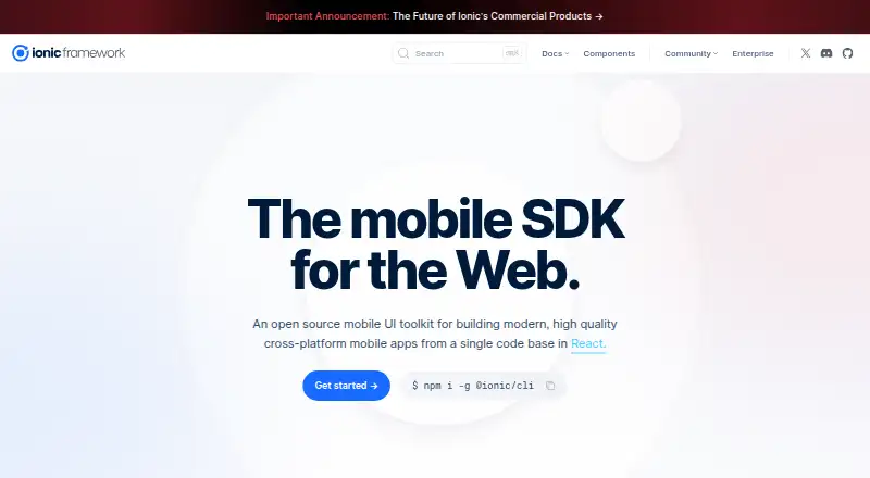 Ionic Framework's own site