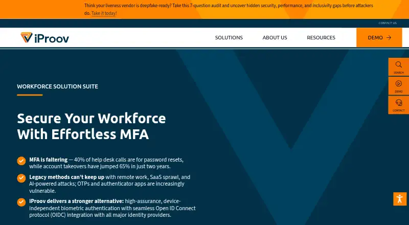 iProov Workforce MFA's own site