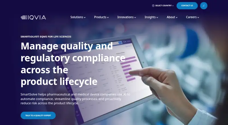 IQVIA SmartSolve eQMS's own site