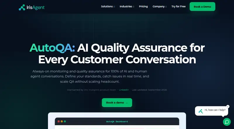 IrisAgent AutoQA's own site