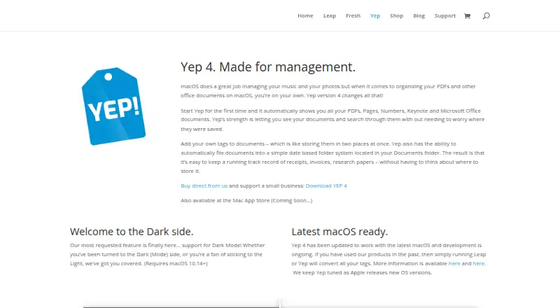 Yep's own site