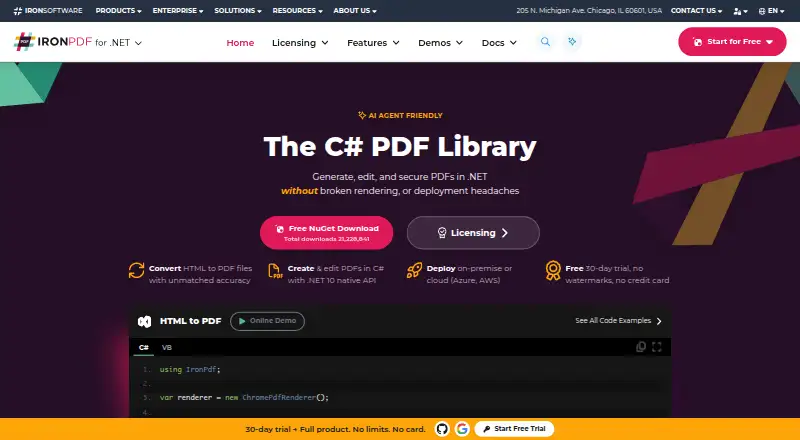 IronPDF's own site