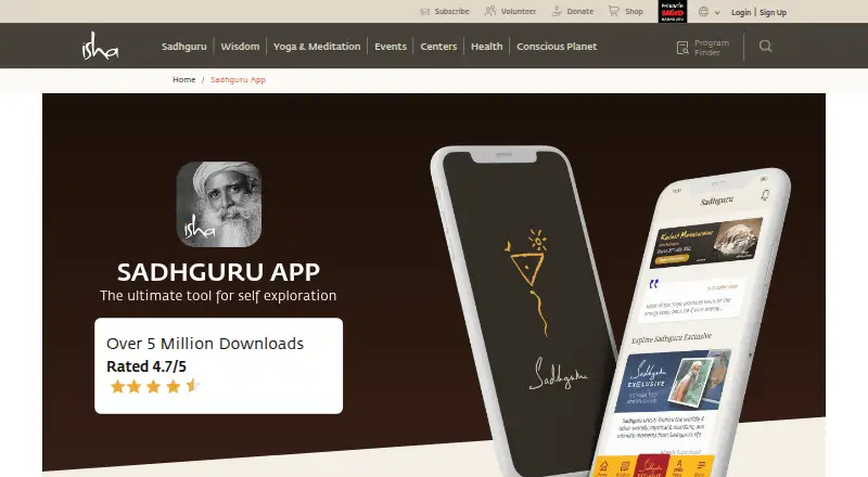 Sadhguru App's own site
