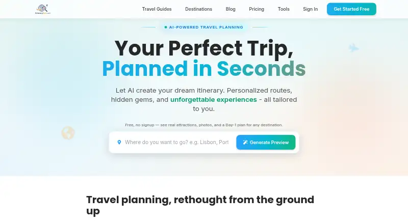 ItinerarySeek's own site