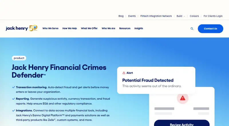 Jack Henry Financial Crimes Defender's own site