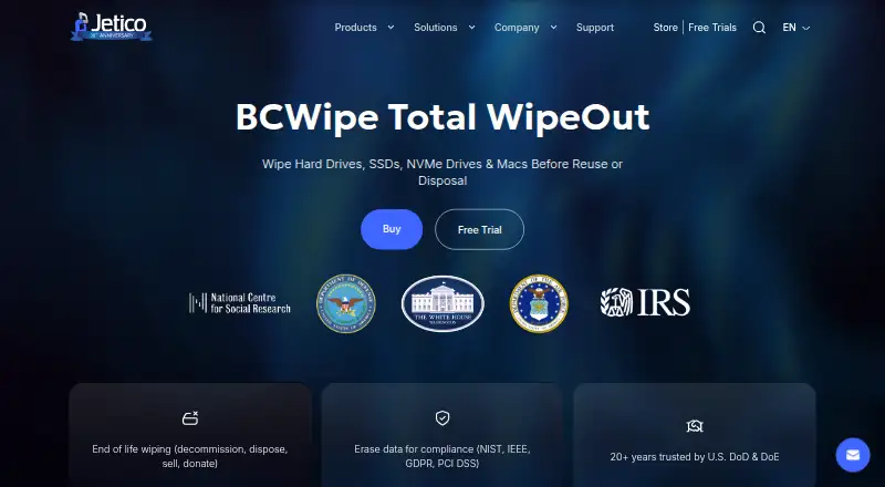 The BCWipe Total WipeOut homepage