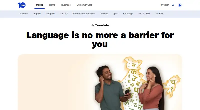 JioTranslate's own site