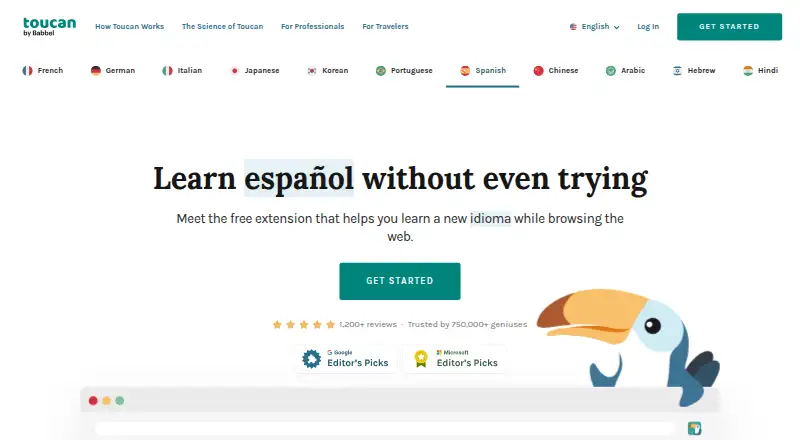 Toucan's own site