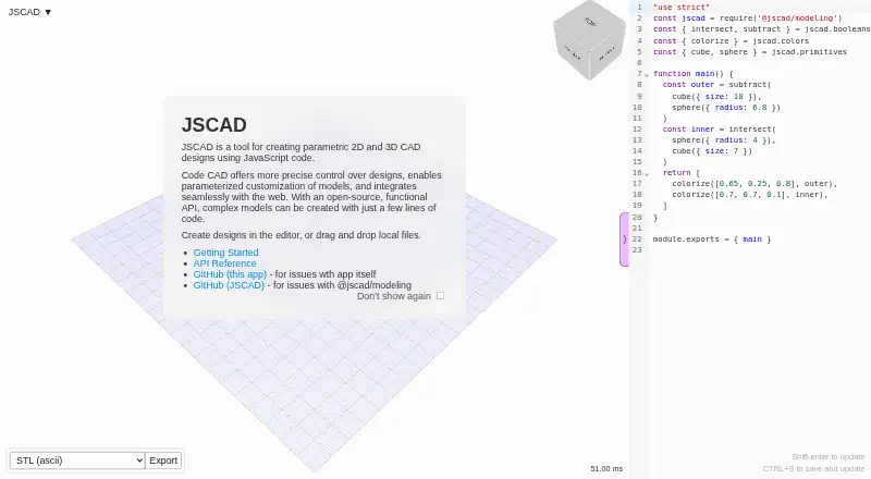 JSCAD's own site