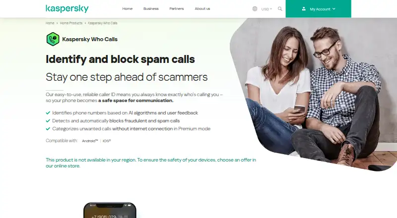 Kaspersky Who Calls's own site