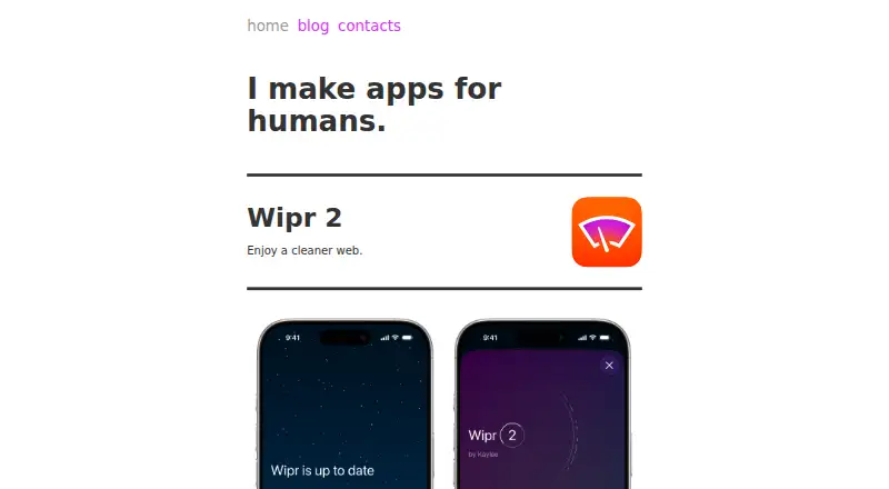 Wipr 2's own site