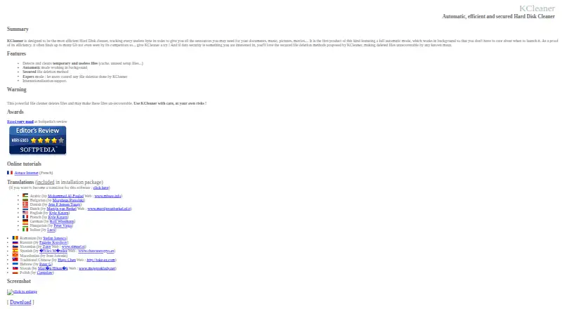 KCleaner's own site