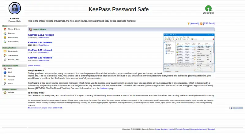 KeePass Password Safe's own site