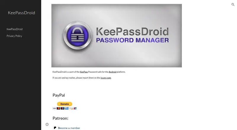 KeePassDroid's own site