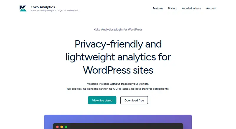 Koko Analytics's own site