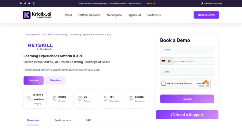 Kriatix Learning Experience Platform's own site