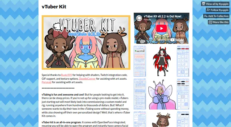 The vTuber Kit homepage