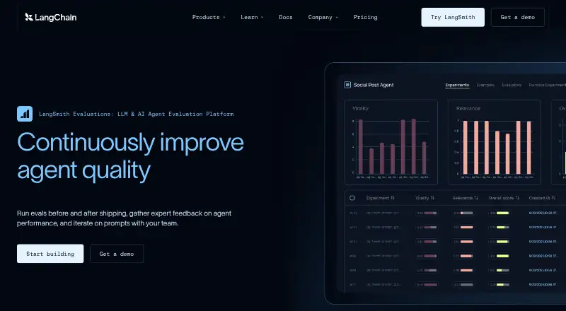 The LangSmith homepage