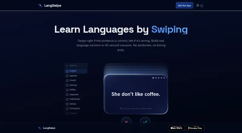 LangSwipe's own site