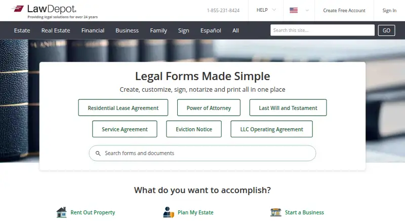 LawDepot's own site