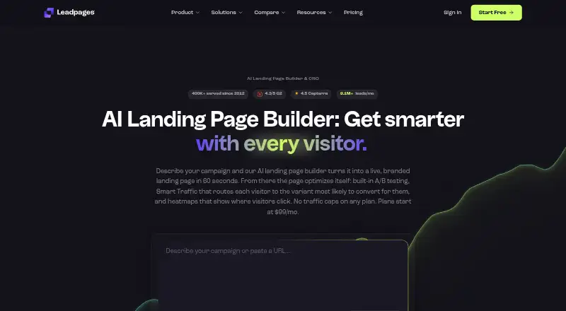 Leadpages's own site