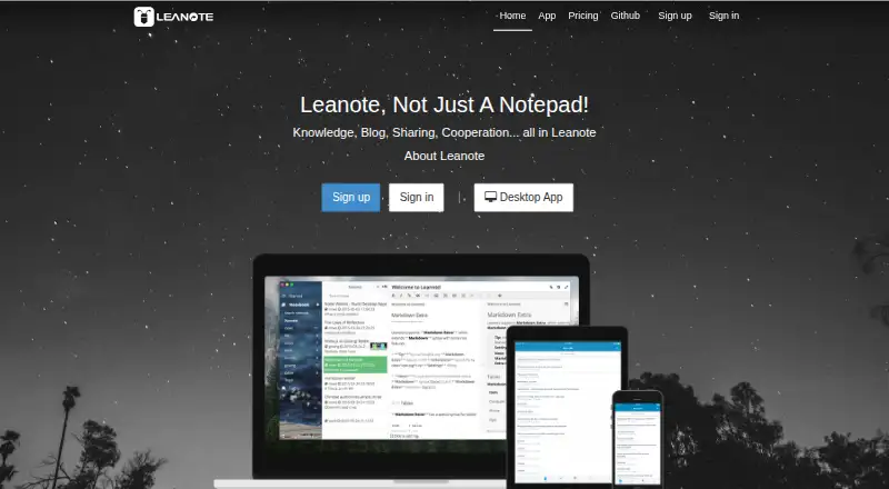 Leanote's own site
