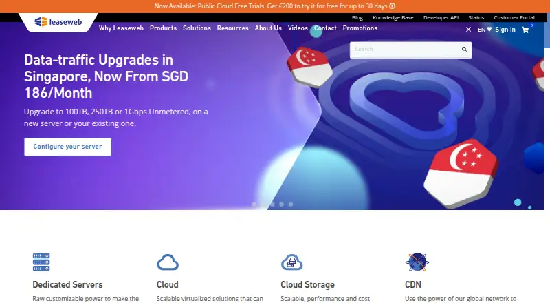 Leaseweb Public Cloud's own site