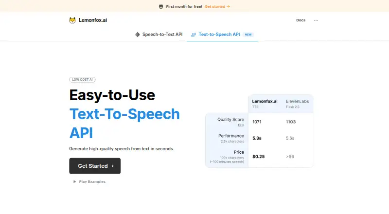Lemonfox Text-to-Speech API's own site