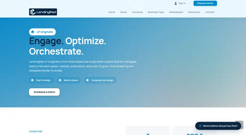 LendingPad LP Originate's own site