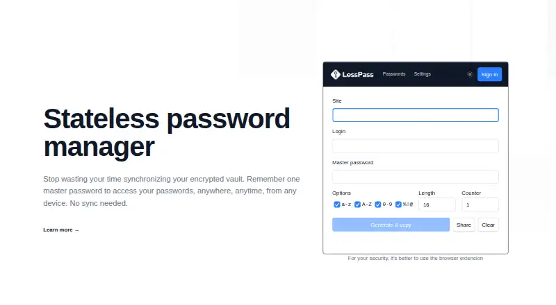 LessPass's own site
