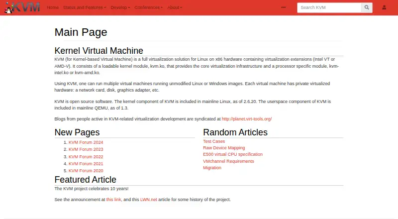 The KVM homepage
