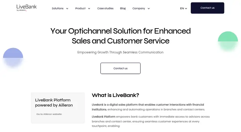 LiveBank Optichannel Banking's own site