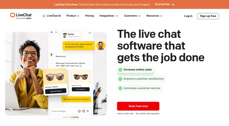 LiveChat's own site