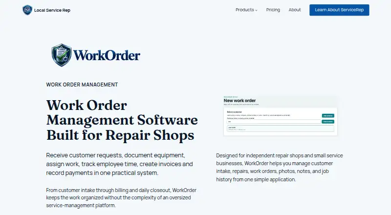 WorkOrder's own site
