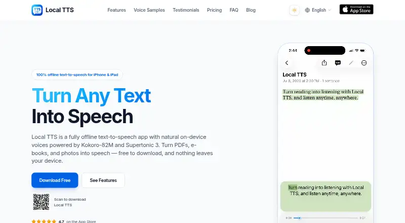 Local TTS - Voice Aloud Reader's own site
