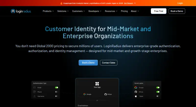 LoginRadius's own site
