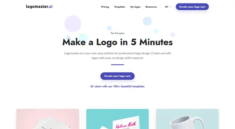 Logomaster.ai's own site
