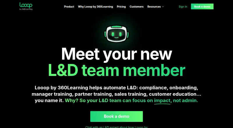 Looop by 360Learning's own site