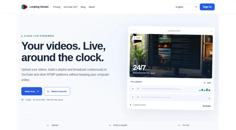 Looping Stream's own site