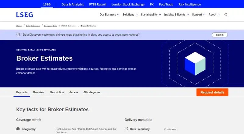 I/B/E/S Estimates's own site