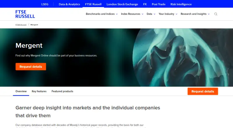 Mergent Online's own site