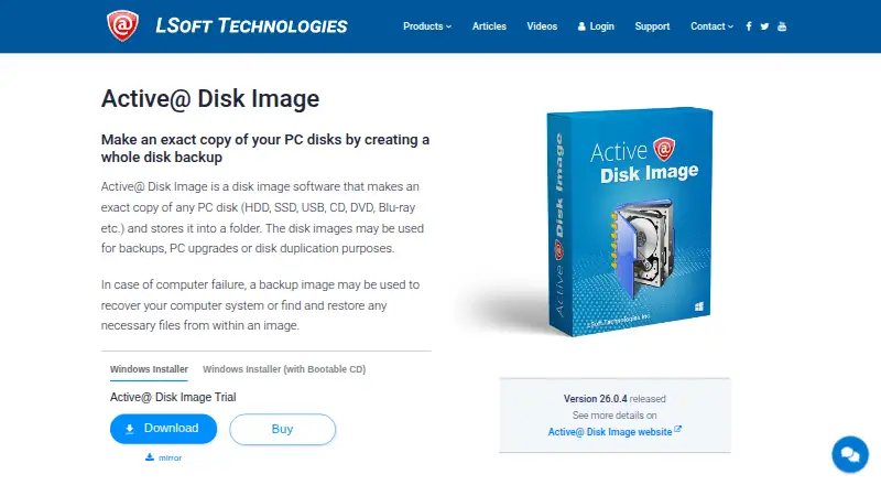 Active@ Disk Image's own site