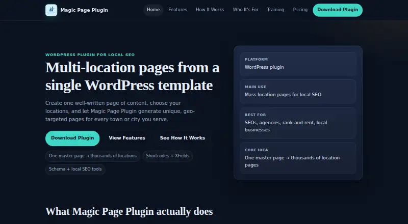 Magic Page Plugin's own site